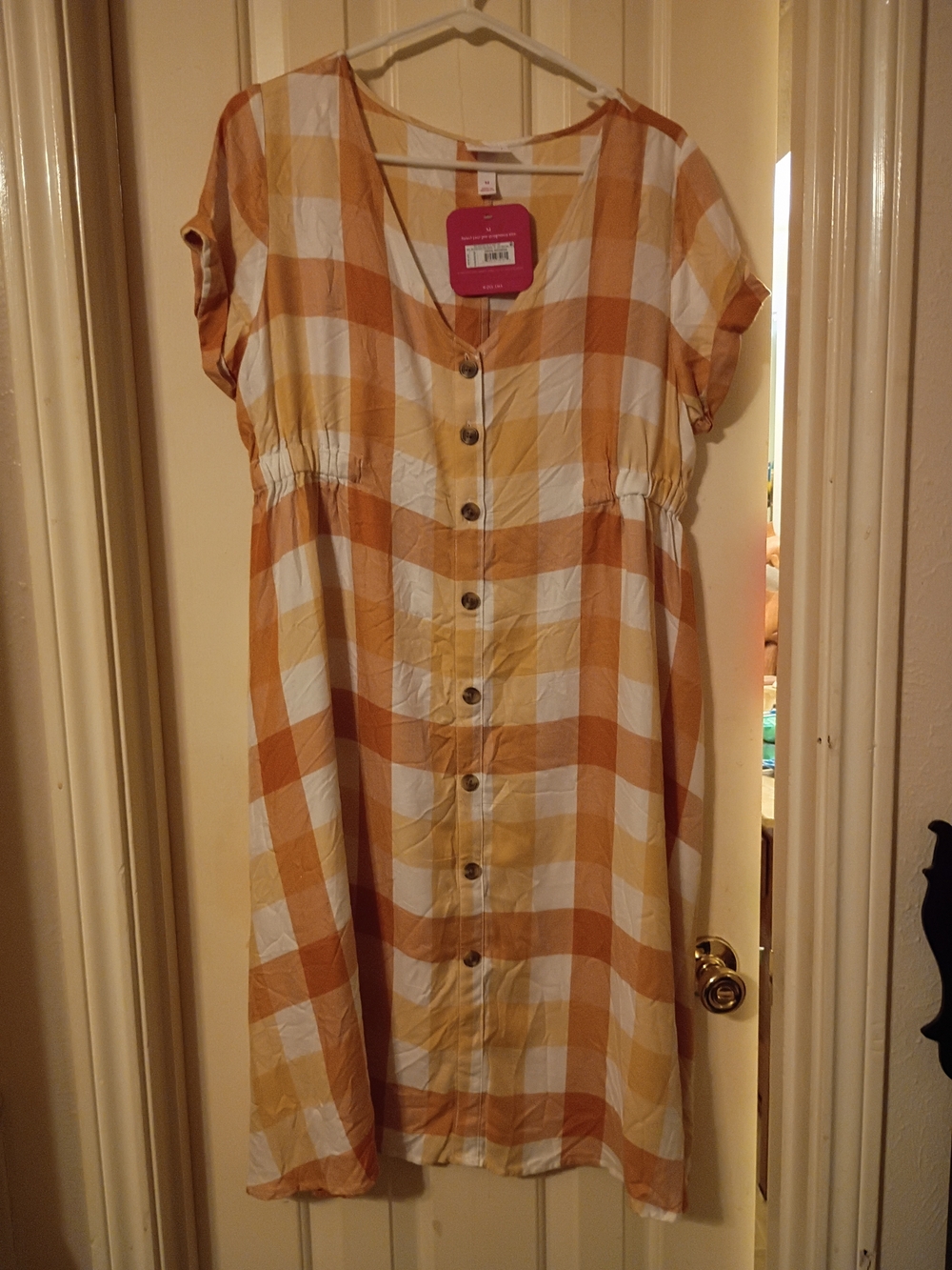 Isabel Maternity by Ingrid & Isabel Yellow and White Gingham Midi Dress